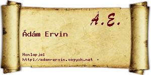 Ádám Ervin névjegykártya